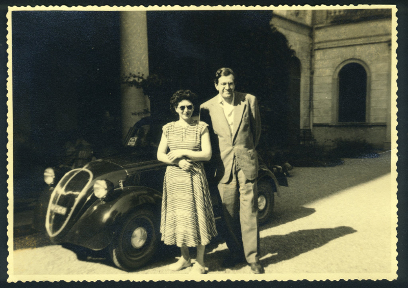 Helen and Karl Ulrich Schnabel with their Fiat Topolino in Menaggio,  Italy. Summer 1949