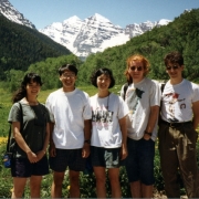 Claude Mottier hiking with students above Aspen, 1993