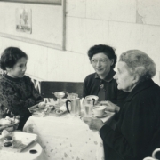 From l. to r.: Herta Kroehling, Ann, Helen and Therese Schnabel in a tearoom in the Alps. 1953